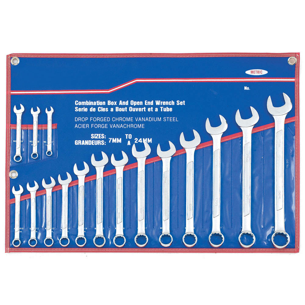 16 pc raised panel metric combination wrench