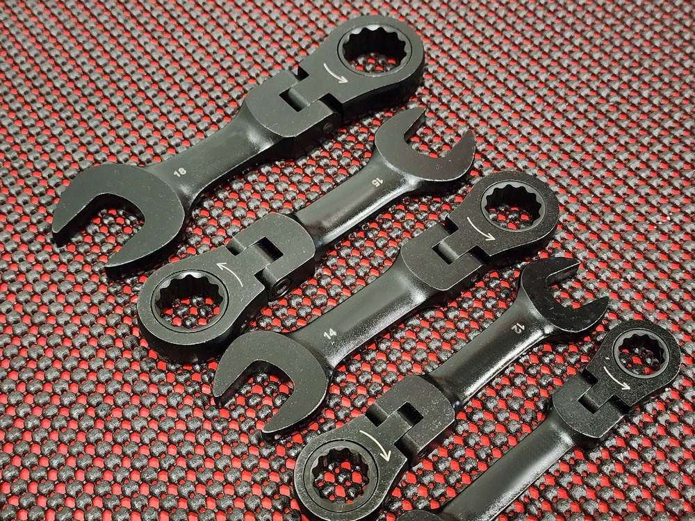 Flex head gear stubby combination 7pc wrench