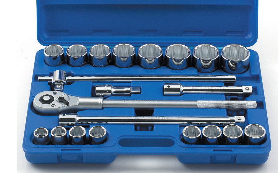 Heavy duty 3/4" dr. SAE socket 22 pc set
