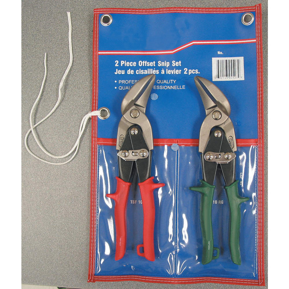 Offset aviation style tin snip set