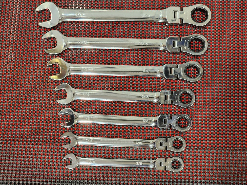 7-piece SAE Flex Head Ratcheting Combination Wrench