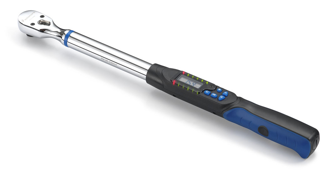 Fixed head memory preset digital torque wrench with side visible LEDs