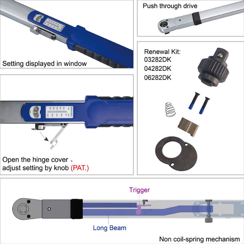 Push-Thru Split-Beam Torque Wrench